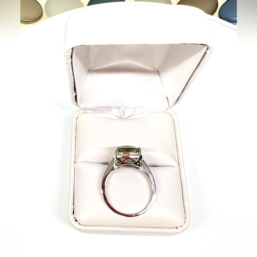 💎Cushion cut 4.11 ct green amethyst & diamond ring💎 - Picture 4 of 5